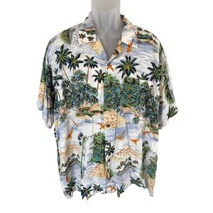 VINTAGE Pineapple Connection Hawaiian Island Boat Palm trees Shirt Mens Size 2XB